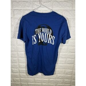 HB Mens Shirt Size Medium Royal Blue The World Is Yours Money Moves Short Sleeve